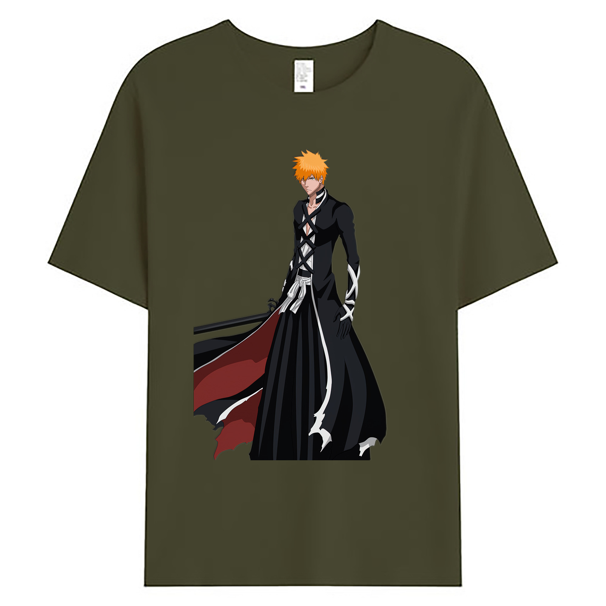 （画像用） ブリーチ 黒崎一護（くろさき いちご）BLEACH Kurosaki Ichigo 綿100％ メンズ半袖Tシャツ｜肌触りやわらか＆通気性